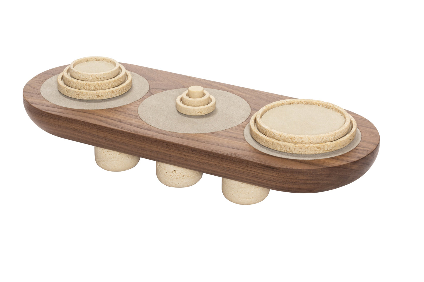 Giobagnara Mocambo Tower Of Hanoi Game Set | Carved Wood and Stone with Modeled, Almost Primitive Lines | Unique and Artistic Design | Explore a Range of Luxury Board Games, Classic Games, and Gift Games at 2Jour Concierge, #1 luxury high-end gift & lifestyle shop