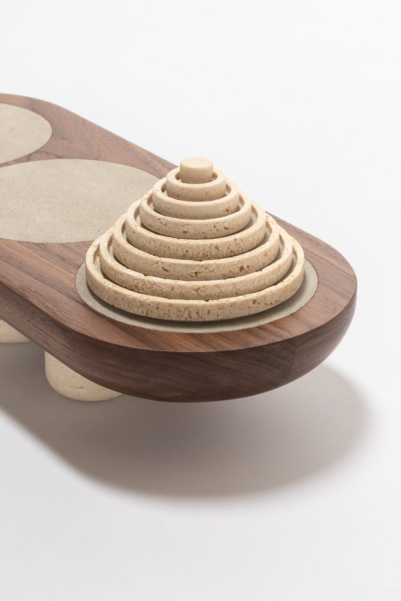 Giobagnara Mocambo Tower Of Hanoi Game Set | Carved Wood and Stone with Modeled, Almost Primitive Lines | Unique and Artistic Design | Explore a Range of Luxury Board Games, Classic Games, and Gift Games at 2Jour Concierge, #1 luxury high-end gift & lifestyle shop