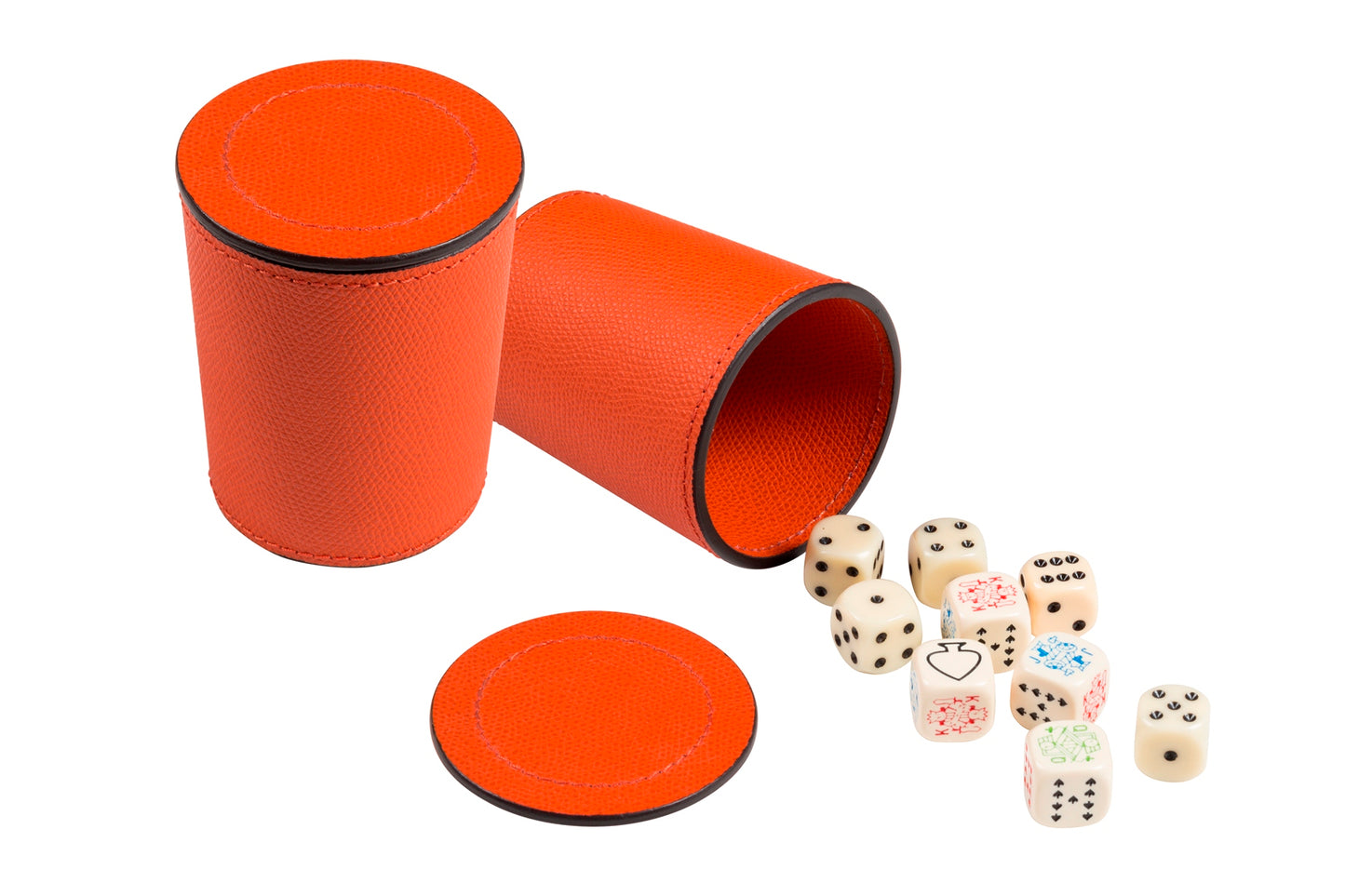 Giobagnara Dice Cup | All-Leather Structure | Includes 5 Standard Dice and 5 Poker Dice | Perfect for Game Nights and Yachting Entertainment | Explore Luxury Gaming Accessories at 2Jour Concierge, #1 luxury high-end gift & lifestyle shop
