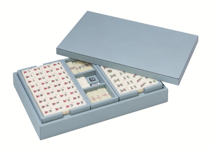 Mahjong Leather-Covered Wood Game Set With Backelite Tiles