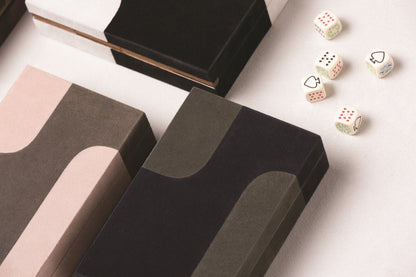 Giobagnara x Stéphane Parmentier: Flow Suede-Covered Wood Playing Cards & Dice Holder | Stylish Game Accessory, Elegant Organizer & Gift Item | 2Jour Concierge, #1 luxury high-end gift & lifestyle shop