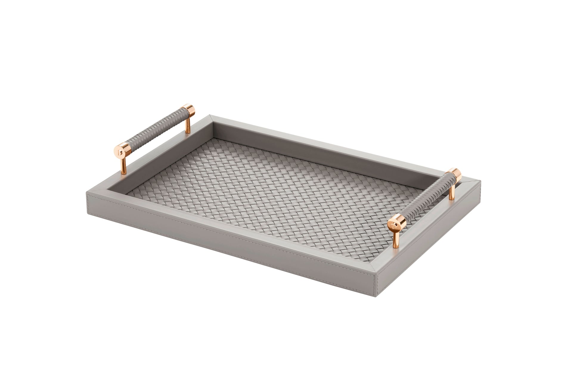 Diana Handwoven Leather Tray by Riviere | Leather tray with handwoven leather lining and handwoven leather handles. | Home Decor and Serveware | 2Jour Concierge, your luxury lifestyle shop
