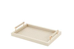 Diana Handwoven Leather Tray with Leather Handles Rectangular