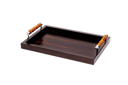Frida Ebony Tray by Riviere | Macassar ebony tray with bamboo handles. | Home Decor and Serveware | 2Jour Concierge, your luxury lifestyle shop