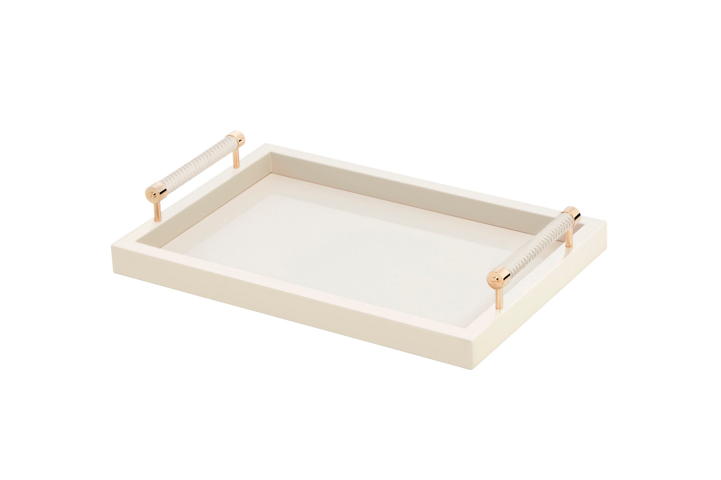 Diana Lacquer Wood Tray by Riviere | Lacquered wood tray with handwoven leather handles. | Home Decor and Serveware | 2Jour Concierge, your luxury lifestyle shop