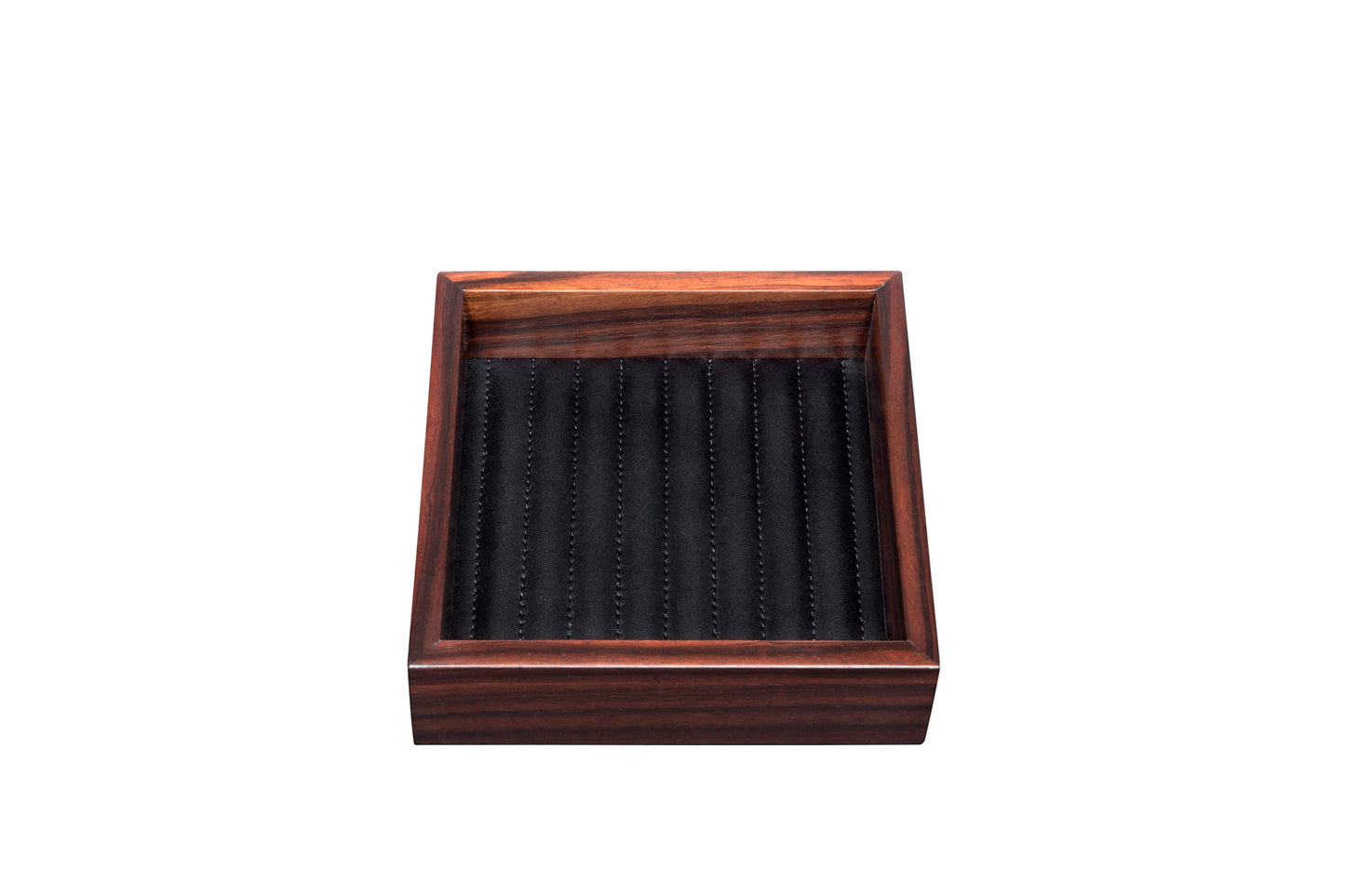 Riviere Febe Ebony Lines Square Valet Tray | Macassar Ebony Tray | Quilted Striped Lining | Perfect for Yacht Decor | Available at 2Jour Concierge, #1 luxury high-end gift & lifestyle shop