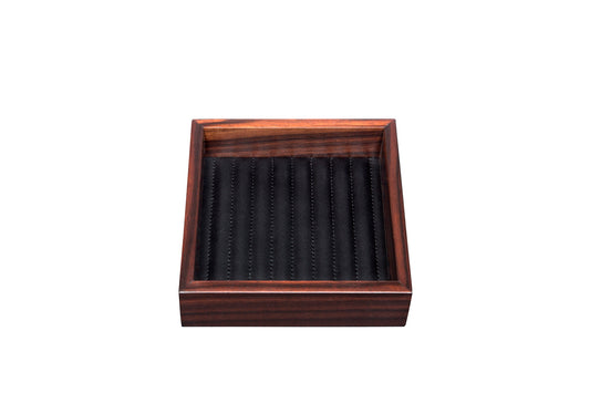 Riviere Febe Ebony Lines Square Valet Tray | Macassar Ebony Tray | Quilted Striped Lining | Perfect for Yacht Decor | Available at 2Jour Concierge, #1 luxury high-end gift & lifestyle shop
