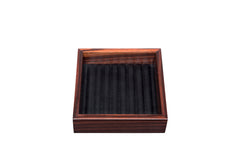 Febe Macassar Ebony Leather Lines Valet Tray Square