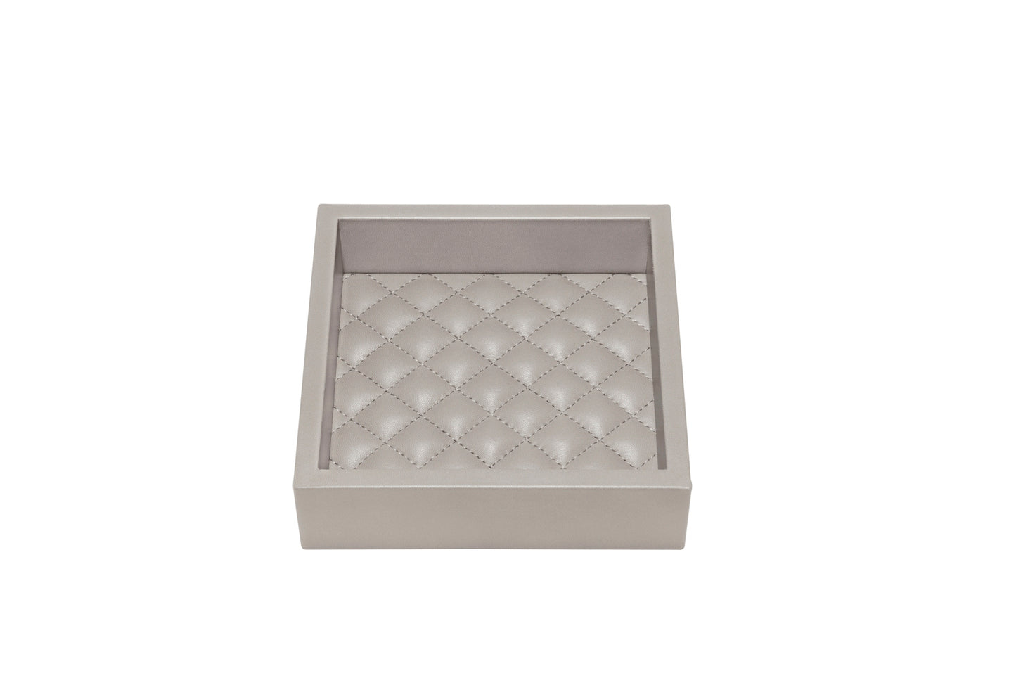 Febe Leather Quilted Diamonds Valet Tray Square