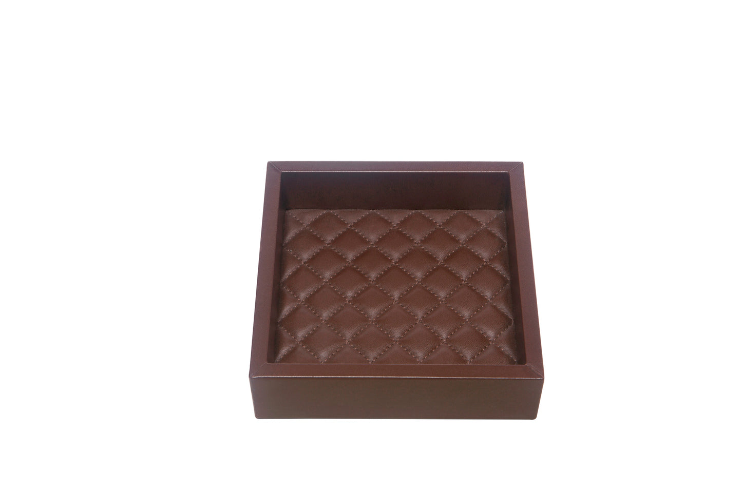 Febe Leather Quilted Diamonds Valet Tray Square