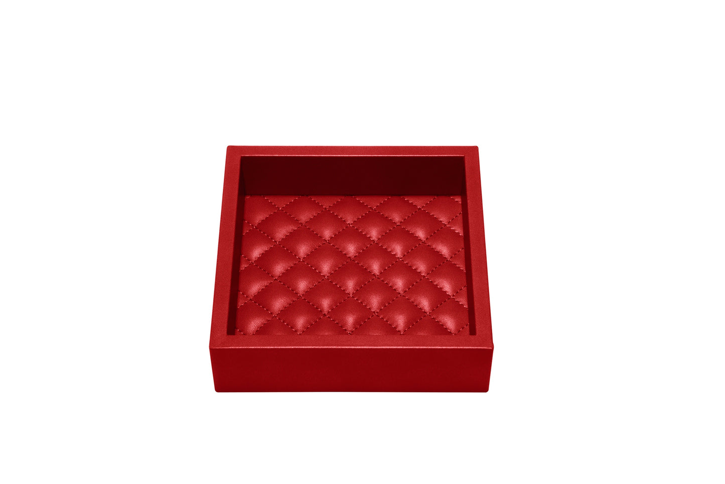 Febe Leather Quilted Diamonds Valet Tray Square