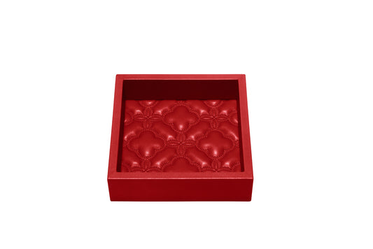 Riviere Febe Leather Quilted Floral Square Valet Tray | Padded Quilted Floral Lining | Ideal for Yacht Decor | Available at 2Jour Concierge, #1 luxury high-end gift & lifestyle shop