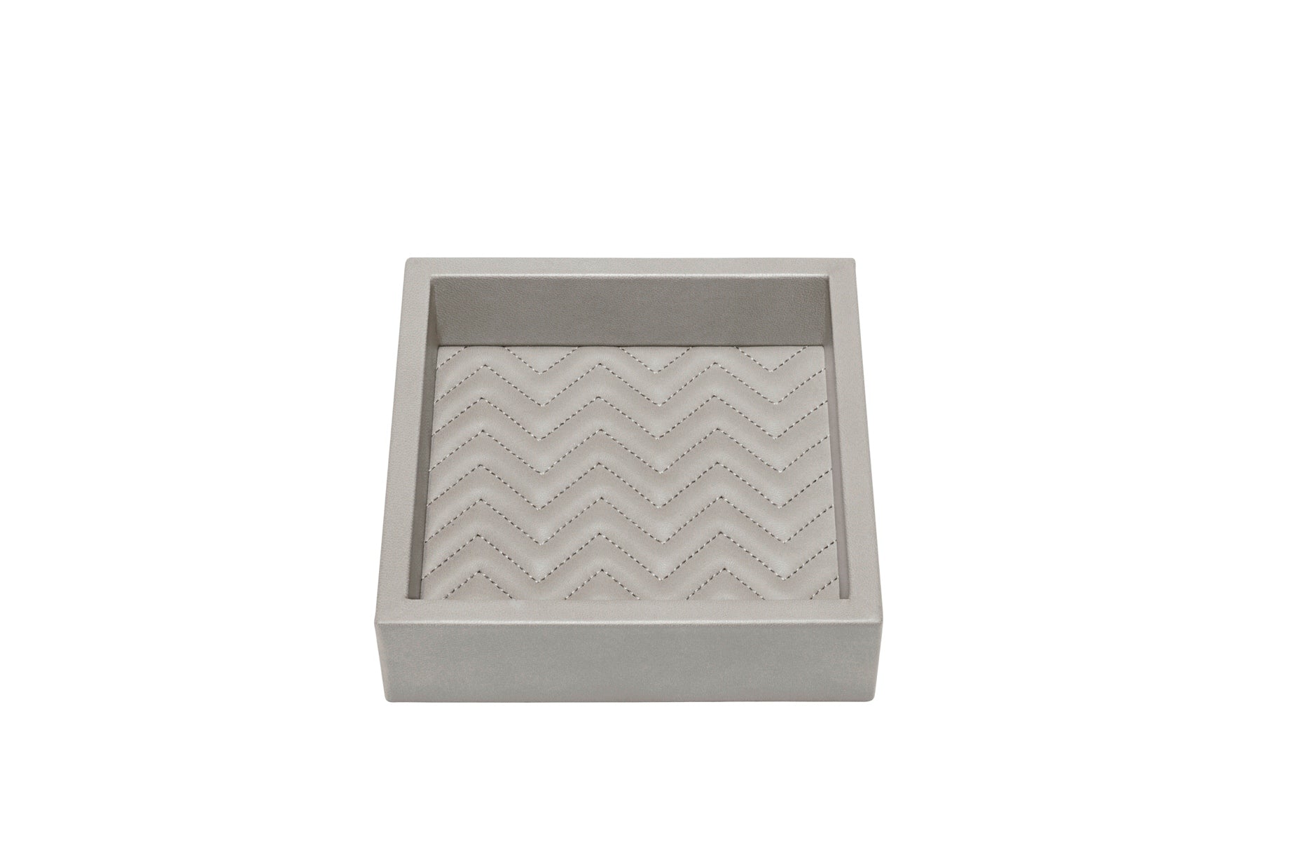 Riviere Febe Leather Herringbone Square Valet Tray | Padded Quilted Herringbone Lining | Ideal for Yacht Decor | Available at 2Jour Concierge, #1 luxury high-end gift & lifestyle shop