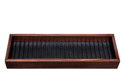 Febe Valet Tray: Macassar Ebony Wood & Quilted Lines Leather