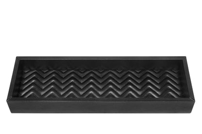 Riviere Febe Long Rectangular Valet Tray | Leather tray with various padded interior linings (handwoven, quilted diamonds, or quilted herringbone) and bamboo trim | Small bamboo handles | Home Decor and Serveware | 2Jour Concierge, your luxury lifestyle shop