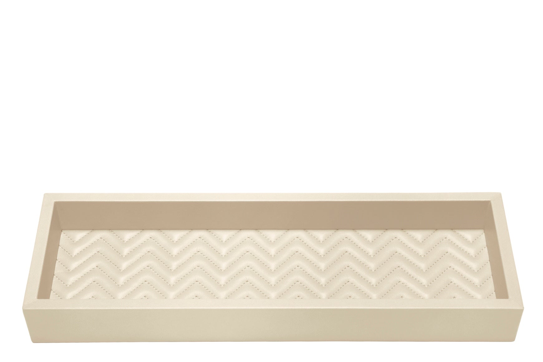 Riviere Febe Long Rectangular Valet Tray | Leather tray with various padded interior linings (handwoven, quilted diamonds, or quilted herringbone) and bamboo trim | Small bamboo handles | Home Decor and Serveware | 2Jour Concierge, your luxury lifestyle shop