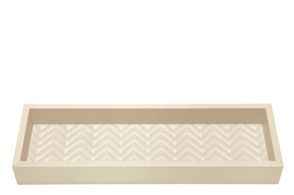 Riviere Febe Long Rectangular Valet Tray | Leather tray with various padded interior linings (handwoven, quilted diamonds, or quilted herringbone) and bamboo trim | Small bamboo handles | Home Decor and Serveware | 2Jour Concierge, your luxury lifestyle shop