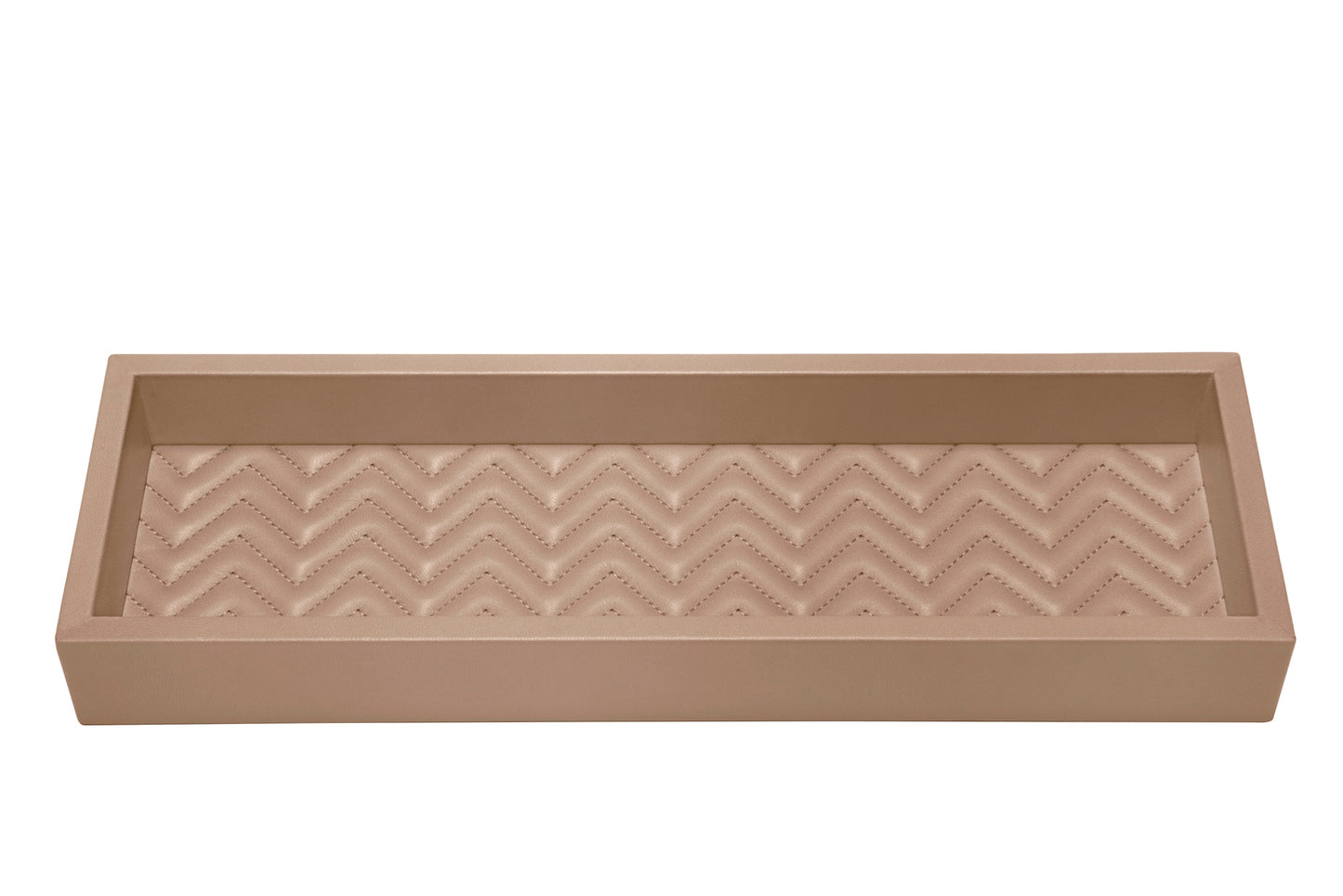 Riviere Febe Long Rectangular Valet Tray | Leather tray with various padded interior linings (handwoven, quilted diamonds, or quilted herringbone) and bamboo trim | Small bamboo handles | Home Decor and Serveware | 2Jour Concierge, your luxury lifestyle shop