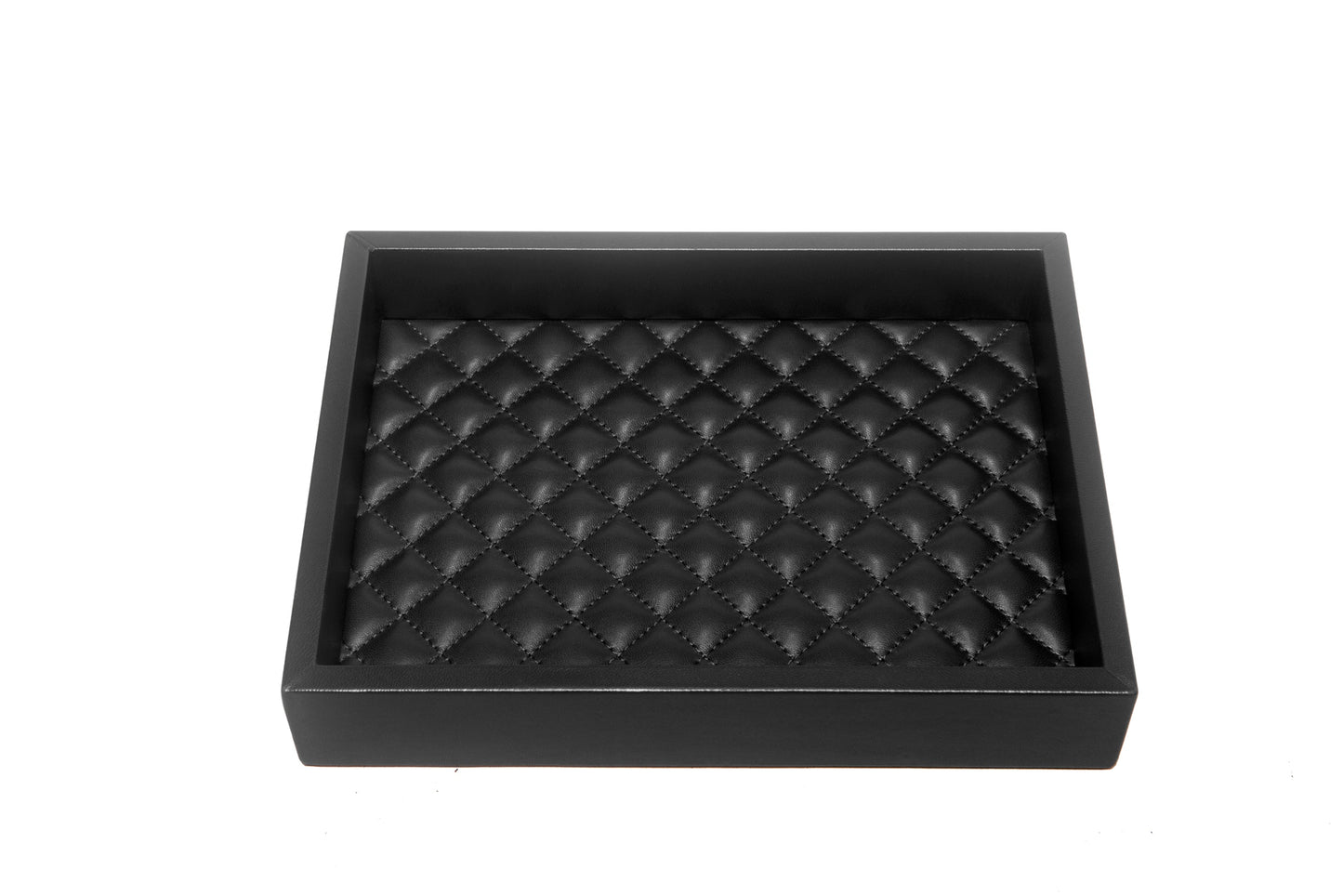 Riviere Febe Diamonds Rectangular Valet Tray | Leather Tray | Quilted Diamonds Padded Lining | Perfect for Yacht Decor | Available at 2Jour Concierge, #1 luxury high-end gift & lifestyle shop