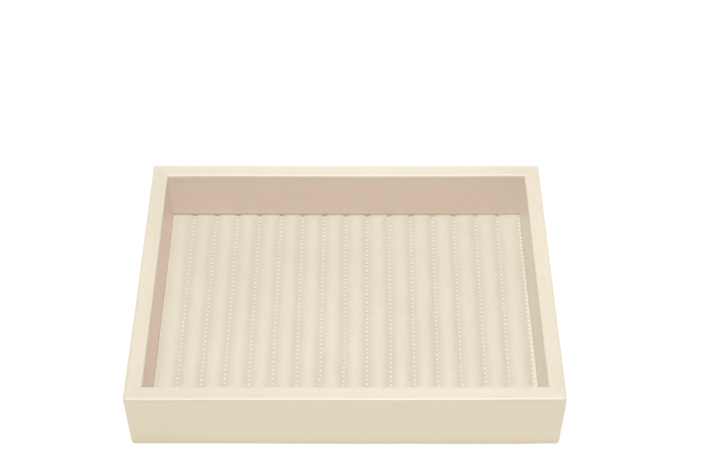 Riviere Febe Lines Rectangular Valet Tray | Leather Tray | Quilted Striped Padded Lining | Ideal for Yacht Decor | Available at 2Jour Concierge, #1 luxury high-end gift & lifestyle shop