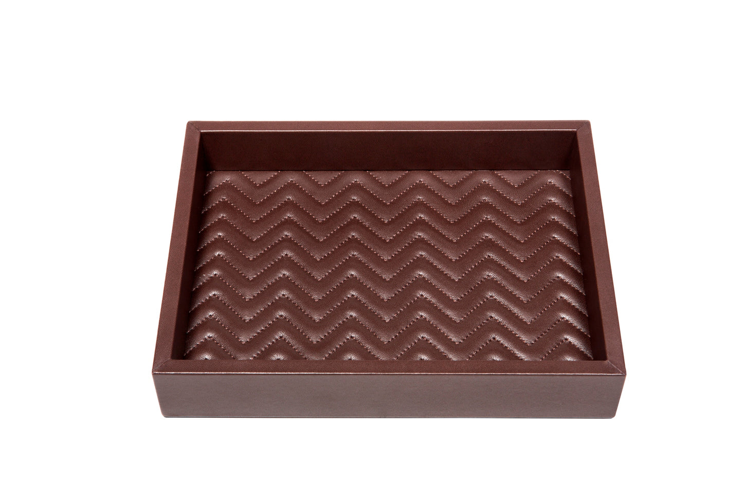 Riviere Febe Herringbone Rectangular Valet Tray | Leather Tray | Quilted Herringbone Padded Lining | Ideal for Yacht Decor | Available at 2Jour Concierge, #1 luxury high-end gift & lifestyle shop