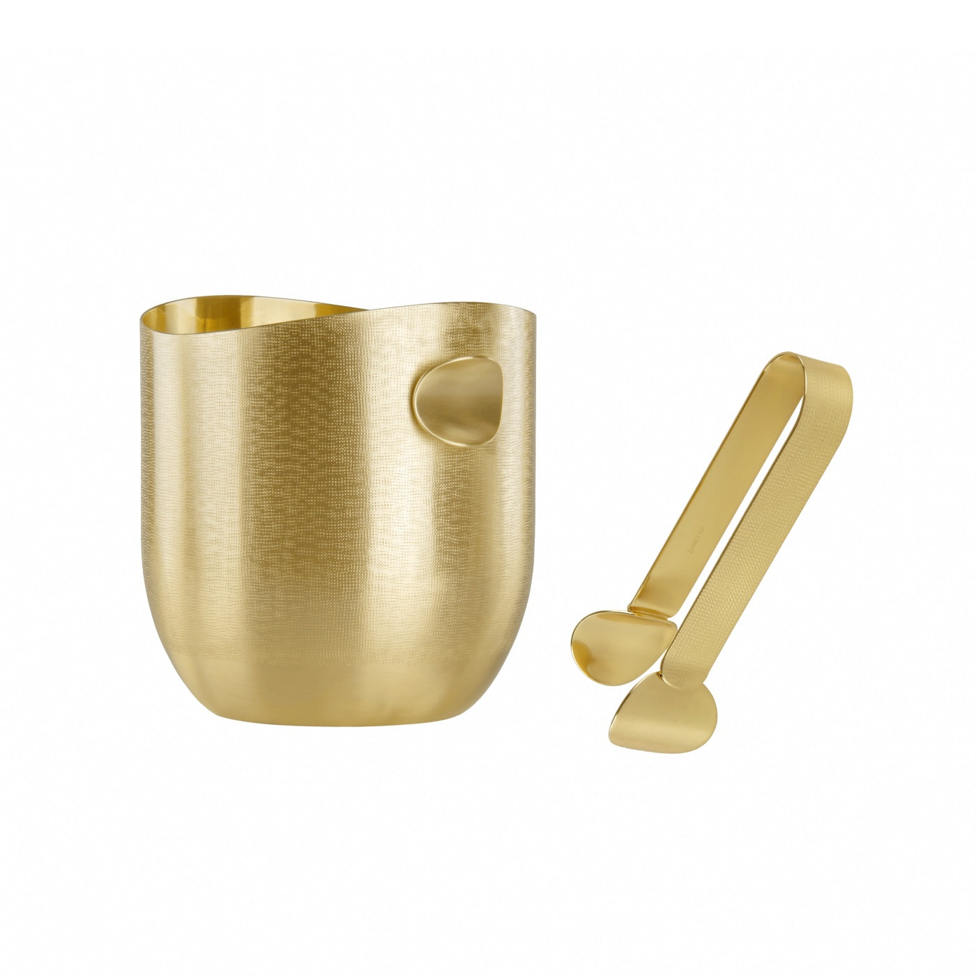 Velvet 1 Metal Ice Bucket by Zanetto | Light gold finish | Varnished surface with matte inside and shiny outside | Ice tongs (matt and textured light gold finish) sold separately | Ideal for upscale hospitality settings | Home Decor and Serveware | 2Jour Concierge, your luxury lifestyle shop






