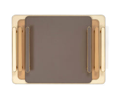 Venaria Leather-Covered Tray With Metal Handles Medium