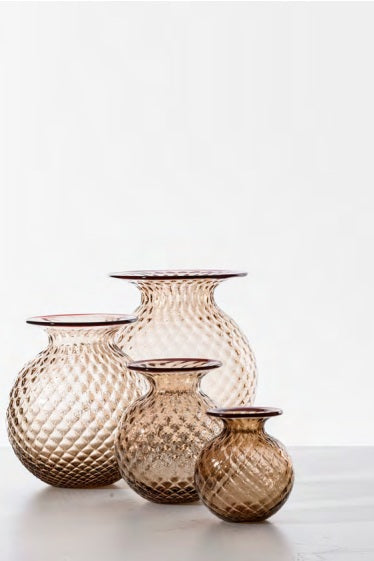 Balloton Fiori Murano Glass Vase, Moka