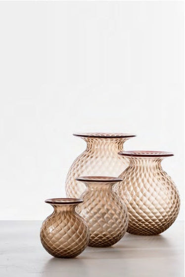 Balloton Fiori Murano Glass Vase, Moka