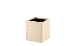 Ivo Herringbone Quilted Leather-Covered Wood Wastepaper Bin