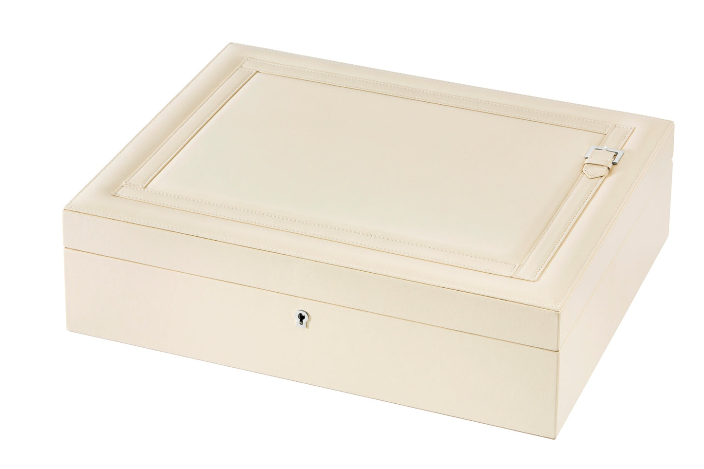 Riviere Mila Leather Jewelry Box with Dual Removable Trays | Elegant Design with 'Belt' Decoration in Gold | Double Removable Tray for Organizing Jewelry | Suede Lining for Added Luxury | Explore a Range of Luxury Jewellery Boxes at 2Jour Concierge, #1 luxury high-end gift & lifestyle shop