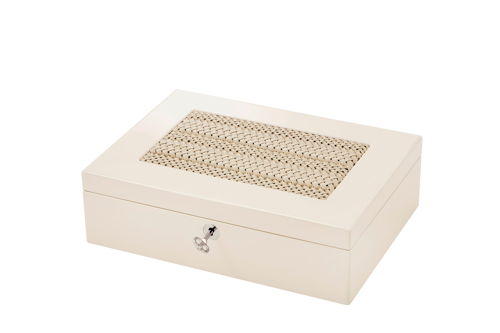 Riviere Rieti Lacquered Wood Jewellery Box with Hand-Braided Leather Inlay | Elegant Design with Hand-Braided Leather Detailing | Suede Lining for Added Luxury | Explore a Range of Luxury Jewellery Boxes at 2Jour Concierge, #1 luxury high-end gift & lifestyle shop