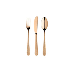 Fuoco Red Stainless Steel Dessert Cutlery Set with Intreccio Hammered Texture