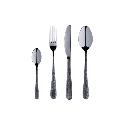 Zanetto Fuoco | Dinner Set: Fine stainless steel with Intreccio hammered texture and shiny PVD finish, ideal for everyday dining with refined character; includes fork, spoon, knife, and teaspoon | Tableware & Serveware / Other Accessories | 2Jour Concierge, your luxury lifestyle shop