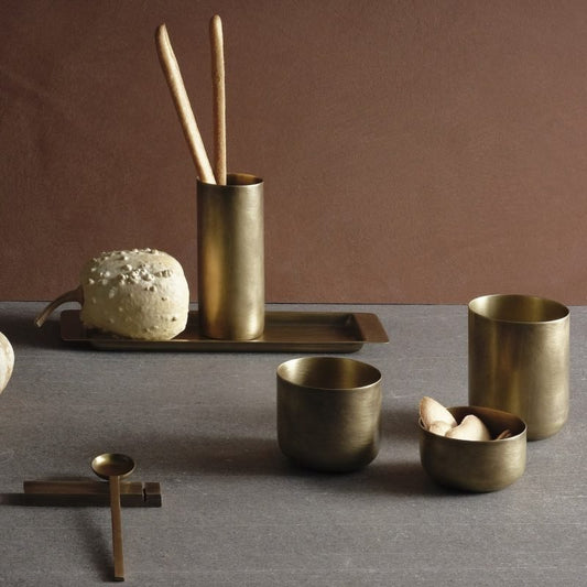 Zanetto New York Burnished Brass Small Bowl with Beeswax Coating and Smooth Matte Finish | Small Bowl: Burnished brass bowl with beeswax coating and smooth matte finish, perfect for serving nuts, olives or condiments with warm contemporary elegance | Tableware & Serveware / Bowls | 2Jour Concierge, your luxury lifestyle shop
