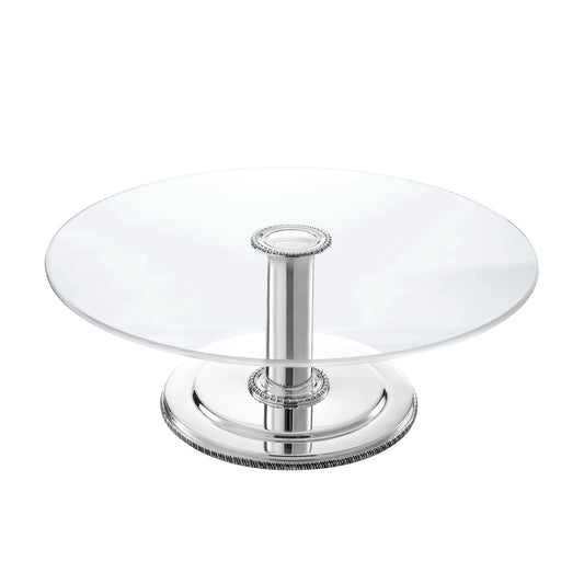 Zanetto Regina Anna Cake Stand | Available in gold-plated and silver-plated finishes | Smooth and shiny finish | Tempered glass | Regina Anna Collection | Reinterpreted classic design from early 18th-century England | Features hand-done and soldered cord edges, lion head with ring, and burnished decorative elements | Modern take on a timeless style | Ideal for luxury dining and hospitality settings | Home Decor and Serveware | 2Jour Concierge, your luxury lifestyle shop