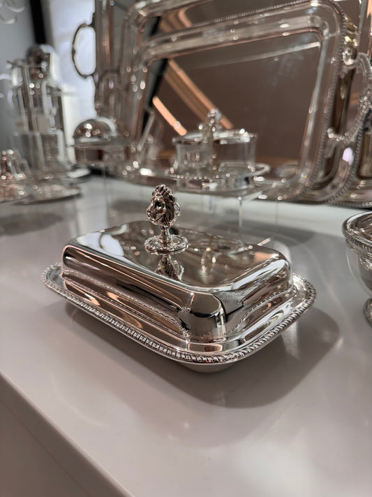 Regina Anna Silver-Plated Butter Holder Rectangular w Smooth & Shiny Finish