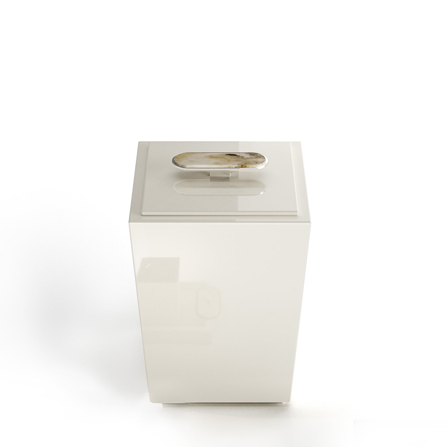 Arcahorn Bicco Waste Paper Basket | Lacquered Ivory Gloss Finish | Horn Handle and Chromed Brass Lid | Ideal for Yacht Decor | Explore Luxury Home Accessories at 2Jour Concierge, #1 luxury high-end gift & lifestyle shop