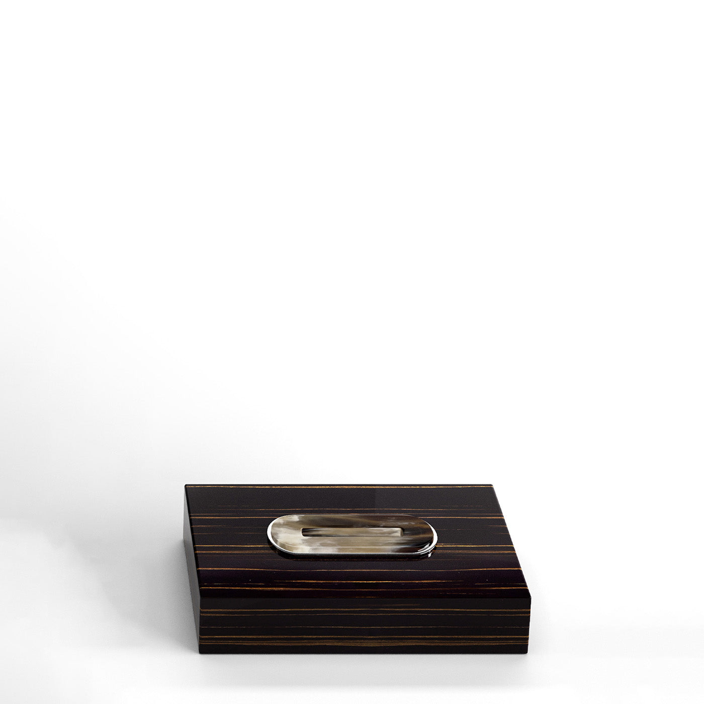 Arcahorn Veletta Tissue Box | Glossy Ebony Finish | Horn and Chromed Brass Detail | Elegant Tissue Box Holder | Explore a Range of Luxury Home Accessories at 2Jour Concierge, #1 luxury high-end gift & lifestyle shop