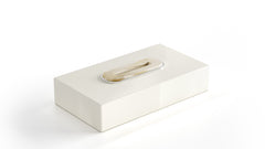 Veletta Ivory Gloss Tissue Box with Horn Detail and Chromed Brass