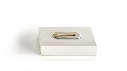 Arcahorn Veletta Tissue Box | Lacquered Ivory Gloss Finish Wood | Horn and Chromed Brass Detail | Elegant Tissue Box Holder | Explore a Range of Luxury Home Accessories at 2Jour Concierge, #1 luxury high-end gift & lifestyle shop