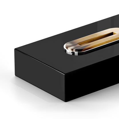 Arcahorn Veletta Wooden Tissue Box | Lacquered Black Gloss Finish Wood | Horn and Chromed Brass Detail | Elegant Tissue Box Holder | Explore a Range of Luxury Home Accessories at 2Jour Concierge, #1 luxury high-end gift & lifestyle shop