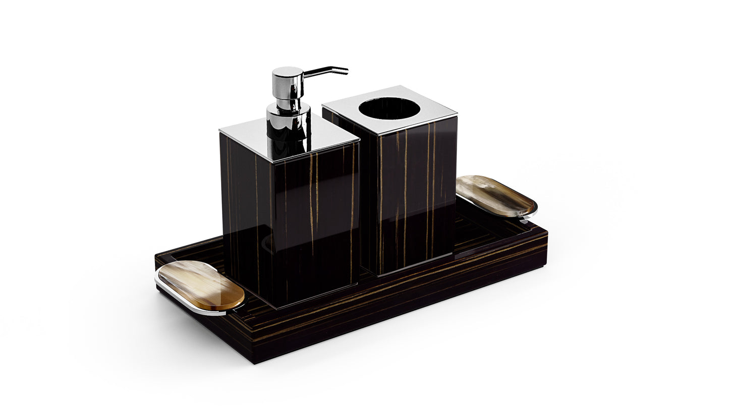 Arcahorn Argentella Valet Tray | Ebony Gloss Finish with Horn Handles and Chromed Brass | Elegant Organizer for Daily Essentials | Explore a Range of Luxury Home Accessories at 2Jour Concierge, #1 luxury high-end gift & lifestyle shop