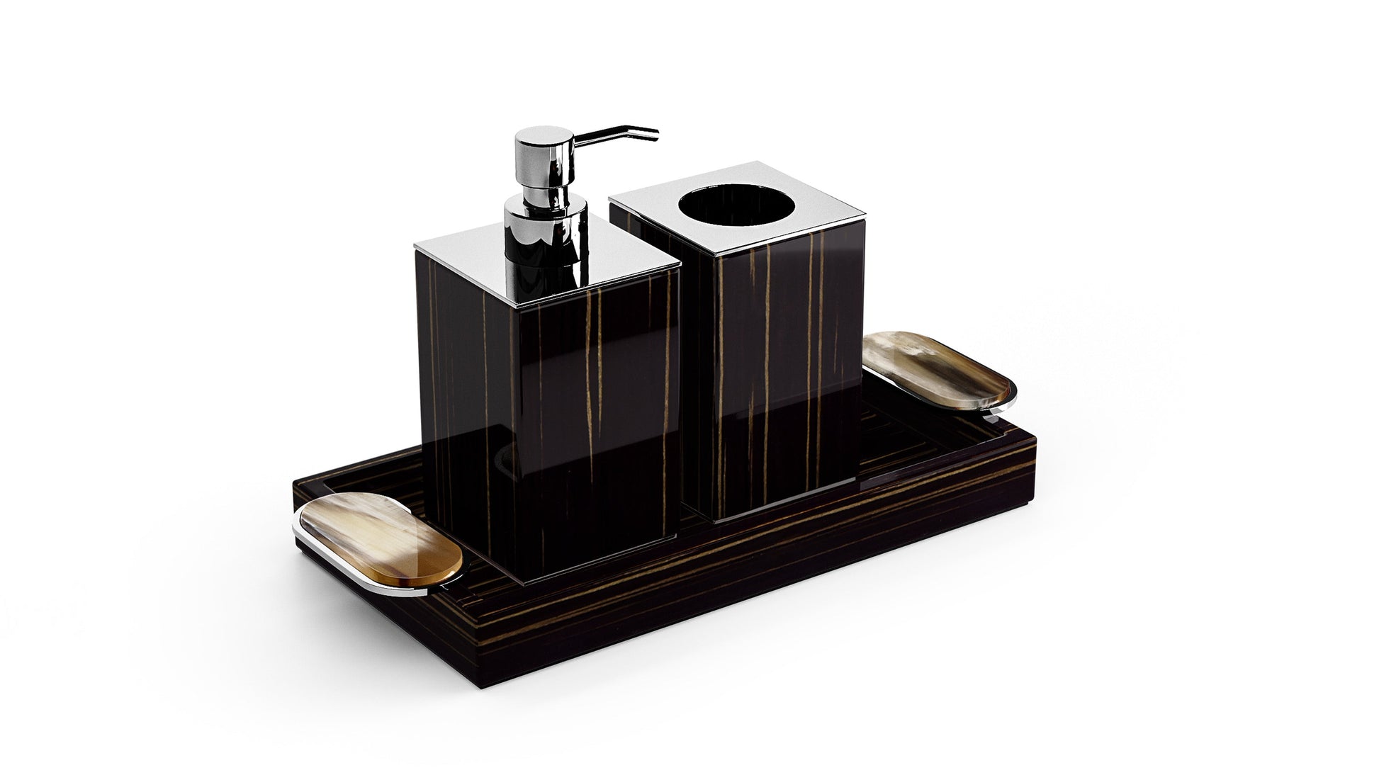 Arcahorn Argentella Toothbrush Holder | Glossy Ebony and Chromed Brass | Elegant Bathroom Accessory | Explore a Range of Luxury Home Accessories at 2Jour Concierge, #1 luxury high-end gift & lifestyle shop