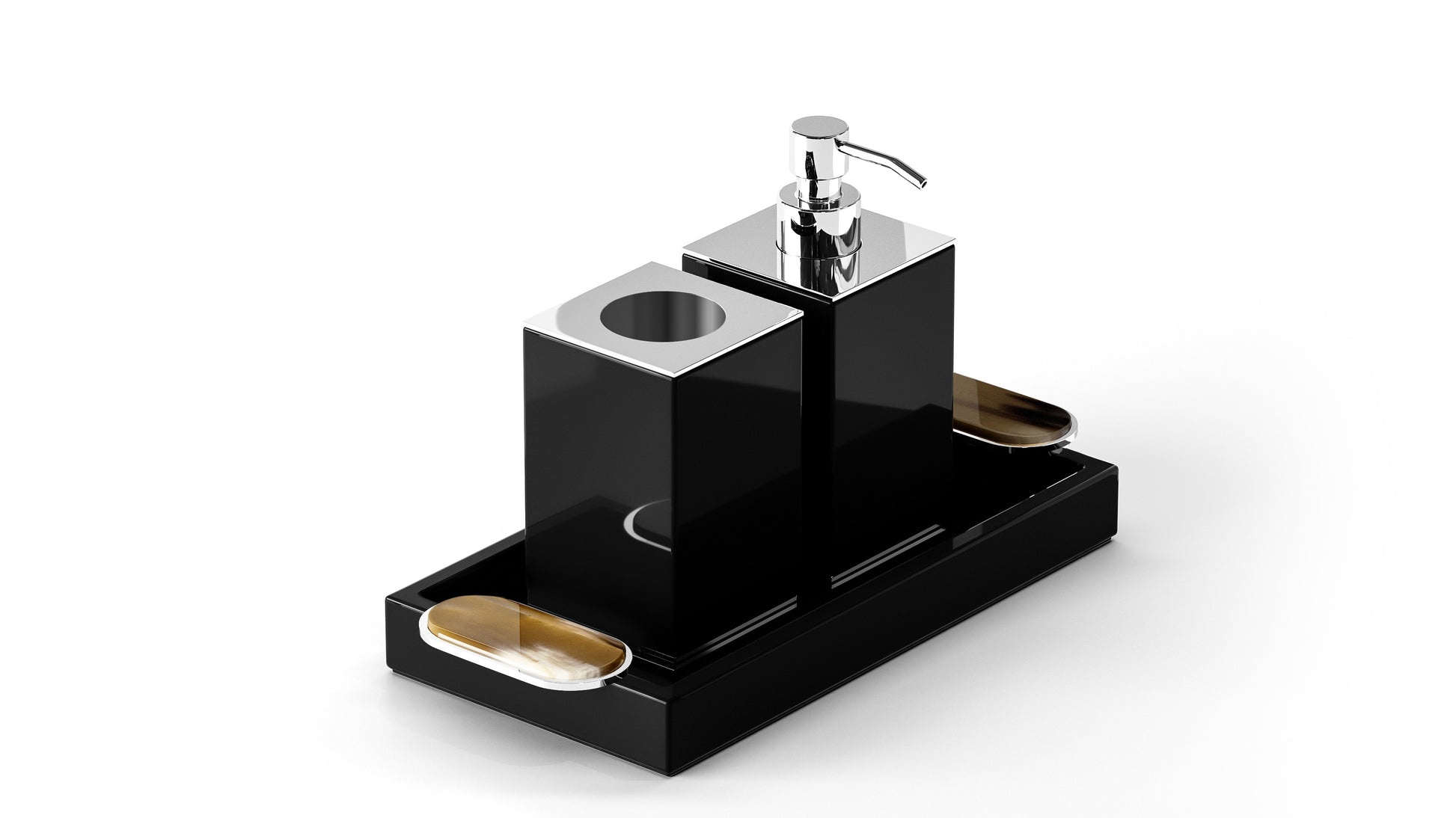 Arcahorn Argentella Toothbrush Holder | Wood with Lacquered Black Gloss Finish | Chromed Brass Detail | Elegant Bathroom Accessory | Perfect for Yacht Decor | Explore a Range of Luxury Home Accessories at 2Jour Concierge, #1 luxury high-end gift & lifestyle shop