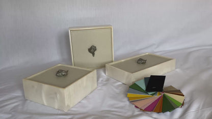 Bea Resin Box, Square L With Lid and Leather Insert