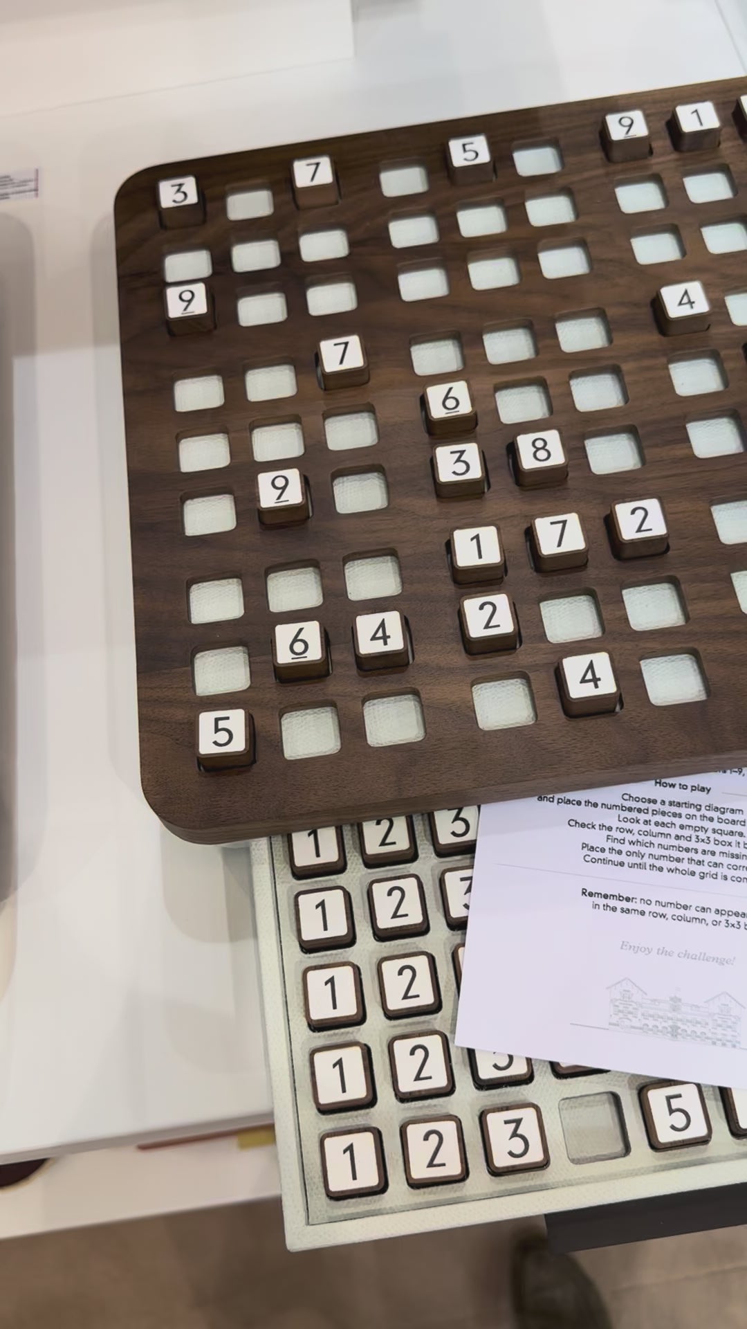 Giobagnara | Delos Sudoku Game Set Wood: Walnut or wengé board with 81 wood playing pieces and digital-printed leather inserts | Game Room | 2Jour Concierge, your luxury lifestyle shop | luxury sudoku wood, Giobagnara Delos, walnut sudoku board, Italian designer puzzle