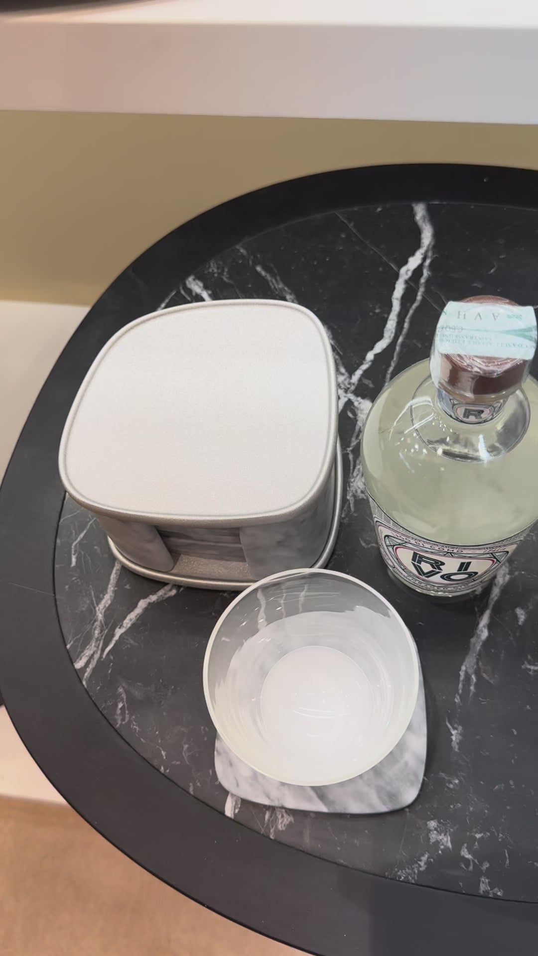 Maris Coaster Holder | Marble-accented coaster holder combining functionality with contemporary elegance | Available in multiple marble finishes | Barware | 2Jour Concierge, your luxury lifestyle shop