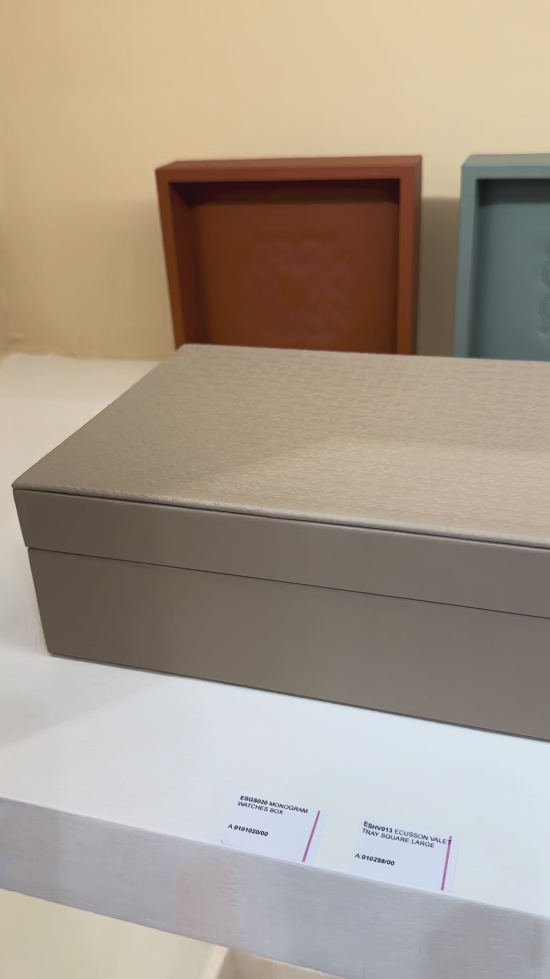 Giobagnara x Elie Saab Monogram Watches Box | Leather box with eight spaces and padded cushions for watches | Suede lining with a hinged leather lid showcasing the Elie Saab Monogram pattern | Accessories | 2Jour Concierge, your luxury lifestyle shop