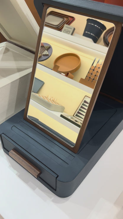x Poltrona Frau Leather-Covered Jewellery Box with Mirror and Drawer Storage